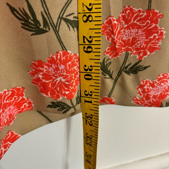 Banana Republic Floral Print Tailored Romper Size 4 Brown/Tan Red/Pink Flowers - Picture 9 of 9